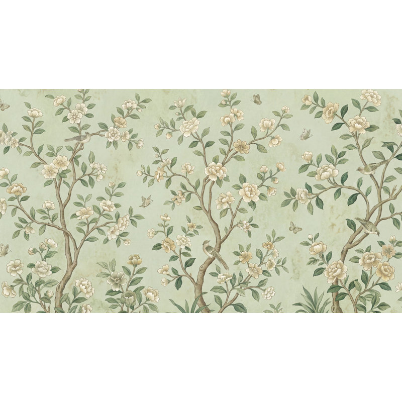 Papier peint floral chinois discret, 160 po x 108 po, Peler et coller