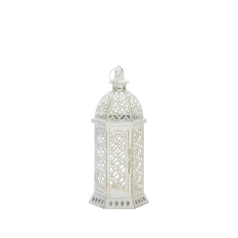 Lanterne hexagonale en métal Cutwork, H 15,5 po x l 6,75 po x P 6,75 po