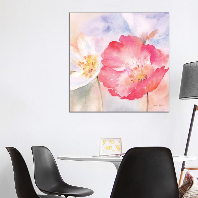 Watercolour Poppy Meadow Pastel II by Cynthia Coulter - Wrapped Canvas Painting, 93.98 cm H x 93.98 cm W x 3.175 cm D