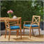 Chaise de salle à manger à accoudoirs en bois avec coussin vibrant bleu résistant à l'eau (ensemble de 2)
