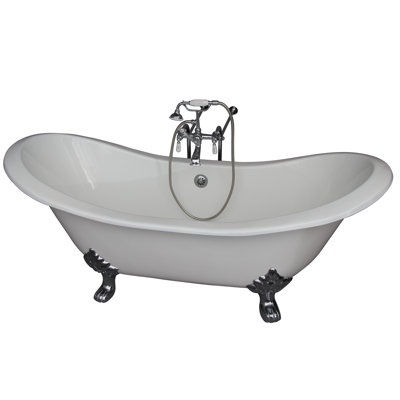 71'' x 30.5'' Soaking Cast Iron Bathtub with Faucet