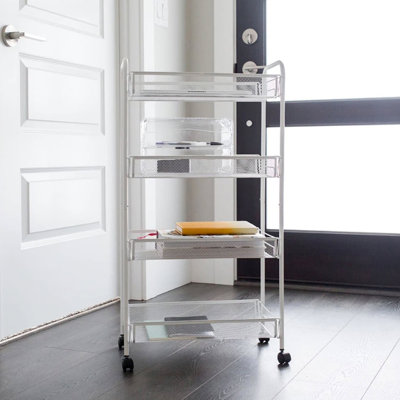 Better Houseware 4-Shelf Wheeled Metal Trolley (White)