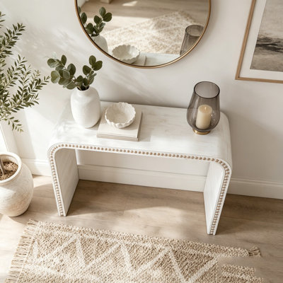 Console Table, 59in Entryway Table, Curved Waterfall-style Table