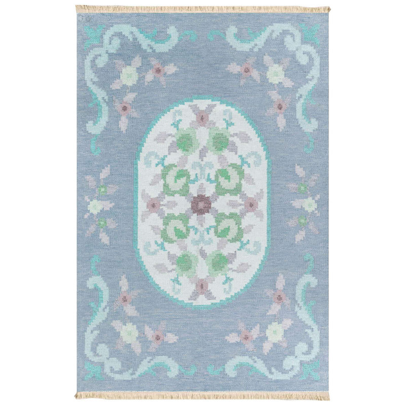 Tapis floral lavande lavable à la machine 4 pi x 6 pi 100% coton Camel