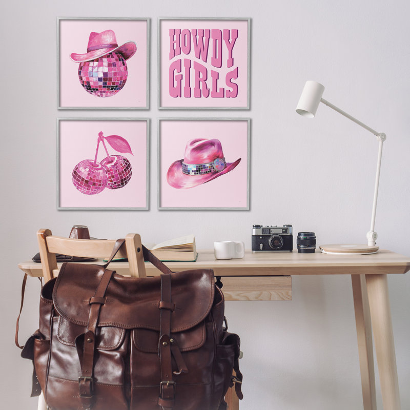 Ensemble de 4 giclées encadrées, "Western Trendy", par Sarah Adams, Estampe numérique Farmhouse, H 17 po x l 68 po