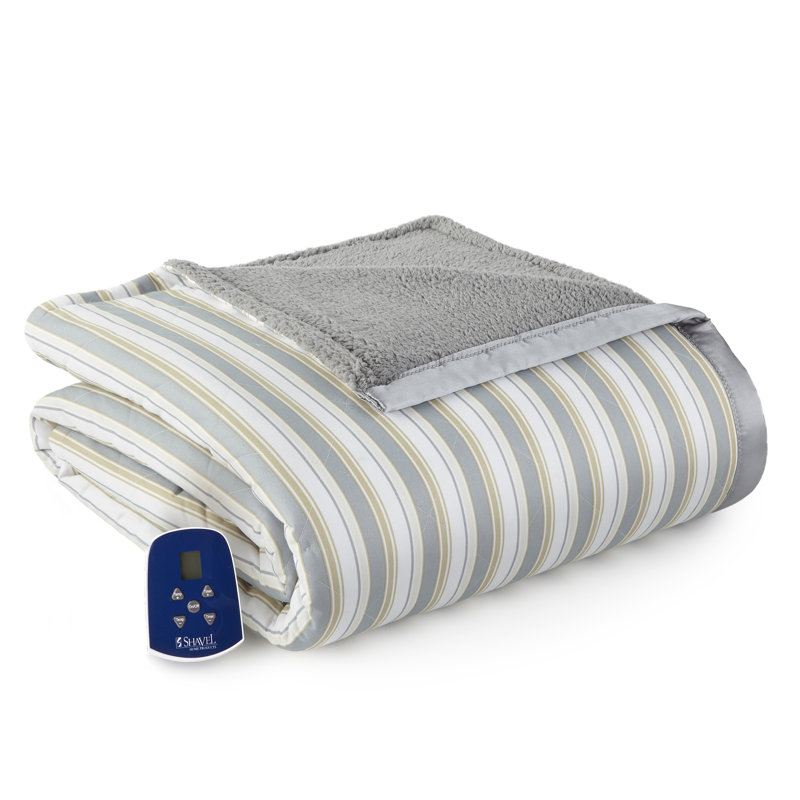 Couverture électrique en sherpa Micro Flannel®, Double, Rayures métro