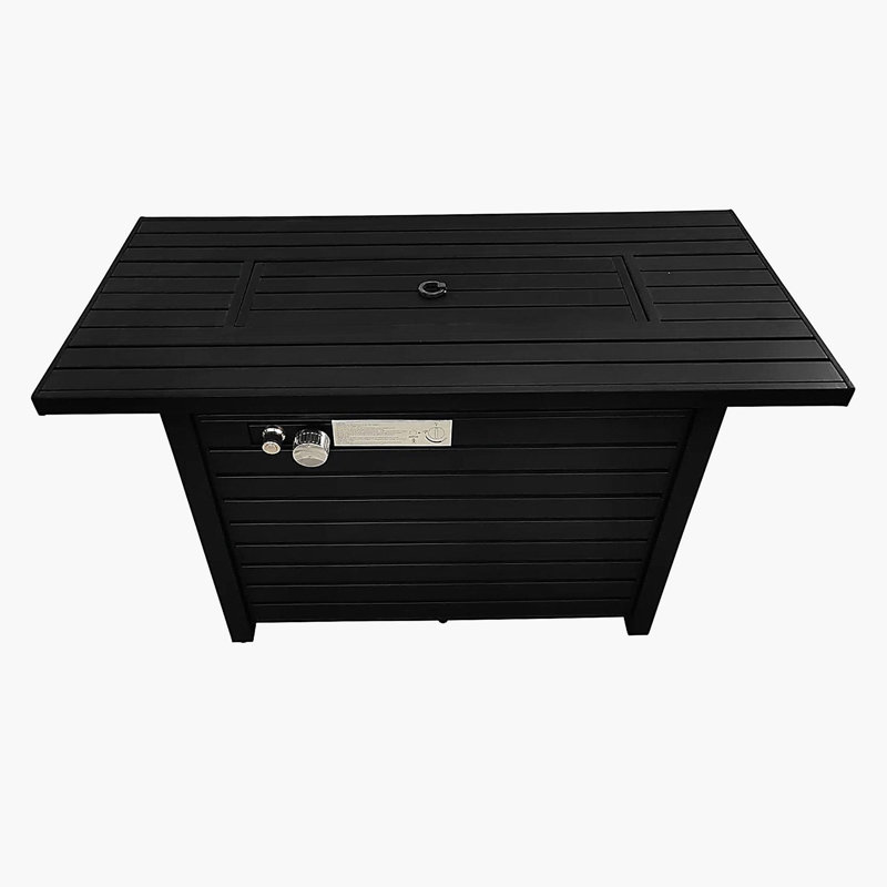 25" H x 42" W steel outdoor fire pit table with lid