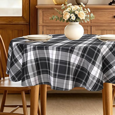 1 Piece Waterproof Round Tablecloth Printed Checkered Pattern
