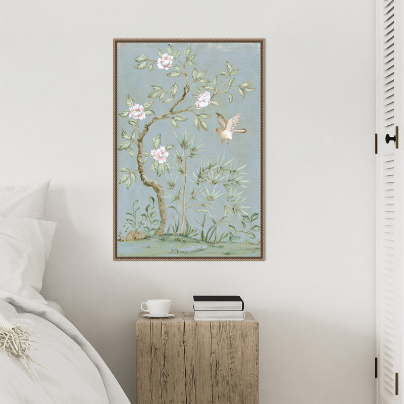 «Spring Flower Mural II Blue» par Julia Purinton, reproduction d'art sur toile encadrée