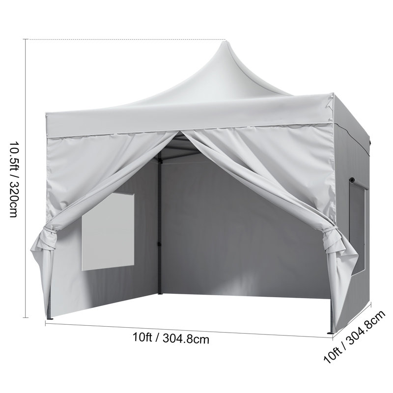 White 10x10ft Pop-Up Canopy Tent with Sidewalls and Bag