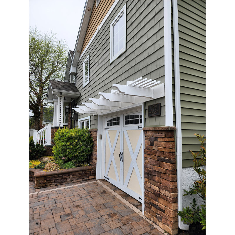 16 ft. White Vinyl Pergola with Flat Canopy