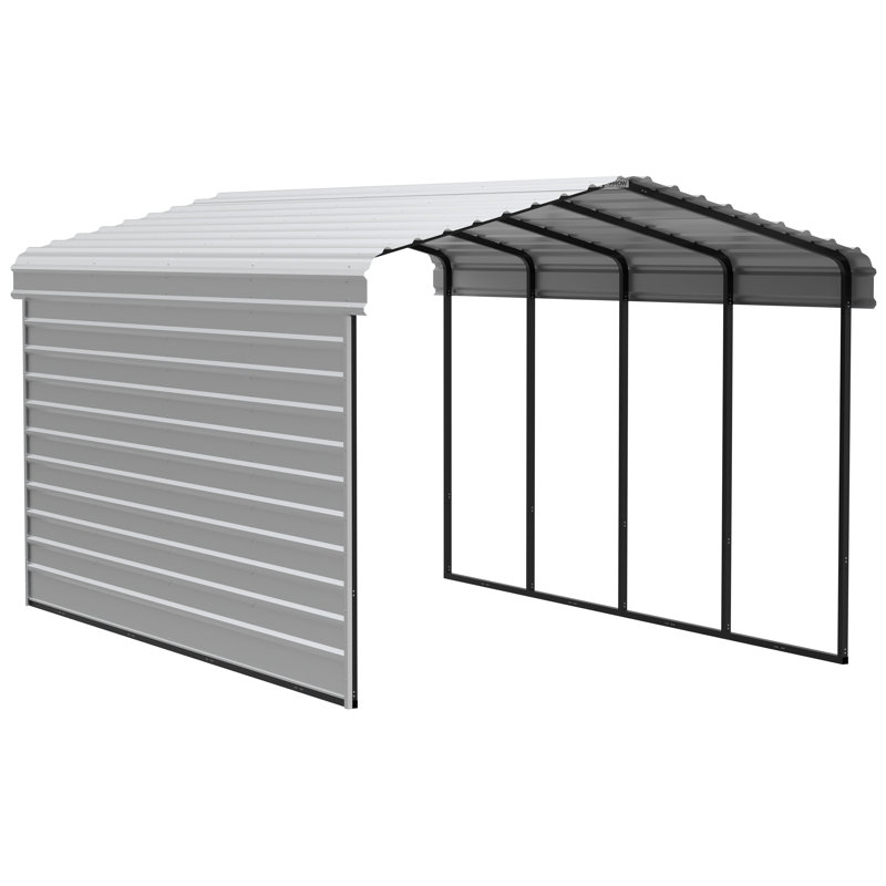 Eggshell 12' x 20' Steel Carport with Black Frame