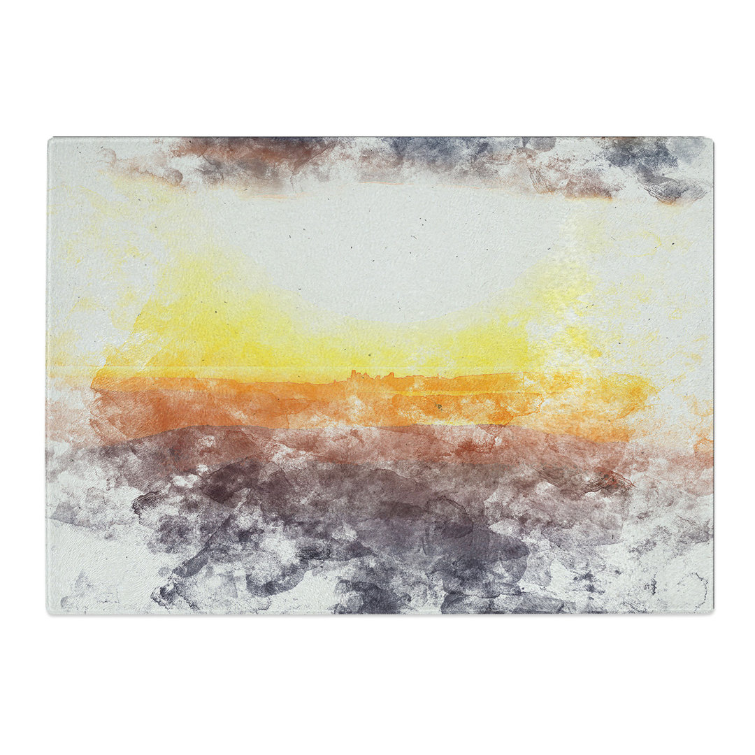 Tempered Glass Sunset Through the Clouds Chopping Board