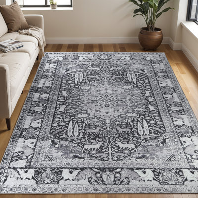 Tapis oriental gris anthracite Dragomira