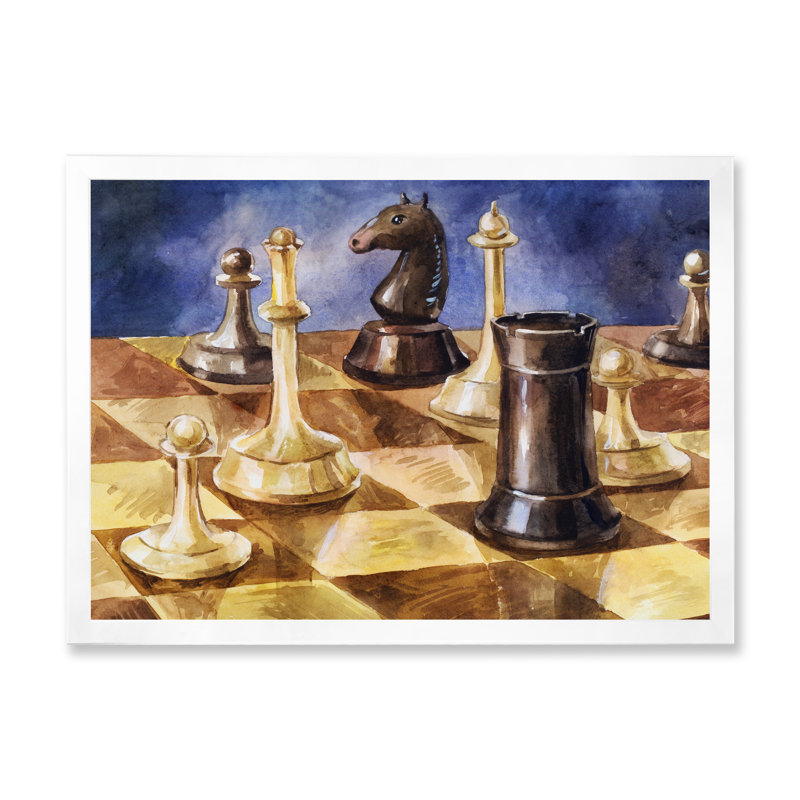 Jeu d'échecs - reproduction de cadre photo sur toile, H 24 po x l 36 po x P 1 po, Cadre photo blanc
