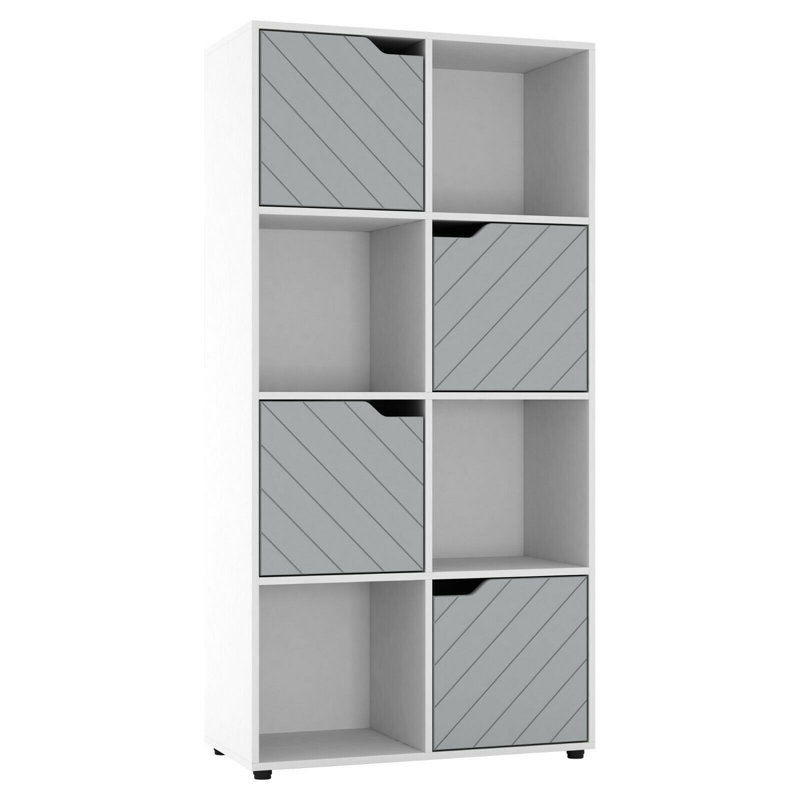 Bernovich 119cm H x 60cm W Cube Bookcase, White/Grey