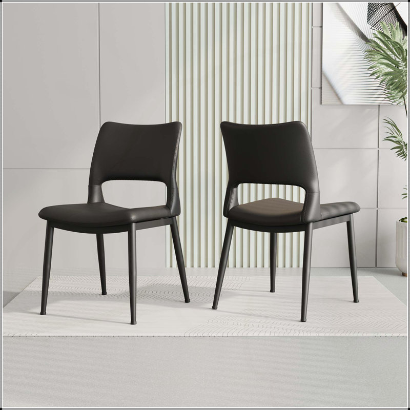 Ensemble de deux chaises de salle à manger confortables avec repose-pieds en métal et dossier ergonomique, idéales pour les restaurants, les cuisines et les bureaux