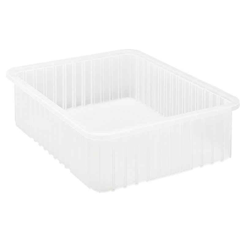 Contenant à grille divisable, L 22-1 / 2 po x l 17-1 / 2 po x H 6 po, boîte de 3, Clair