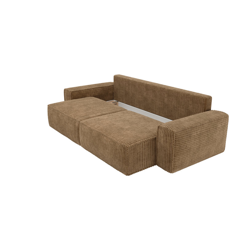 Candee 3 Seater Corduroy Sofa Bed, Brown