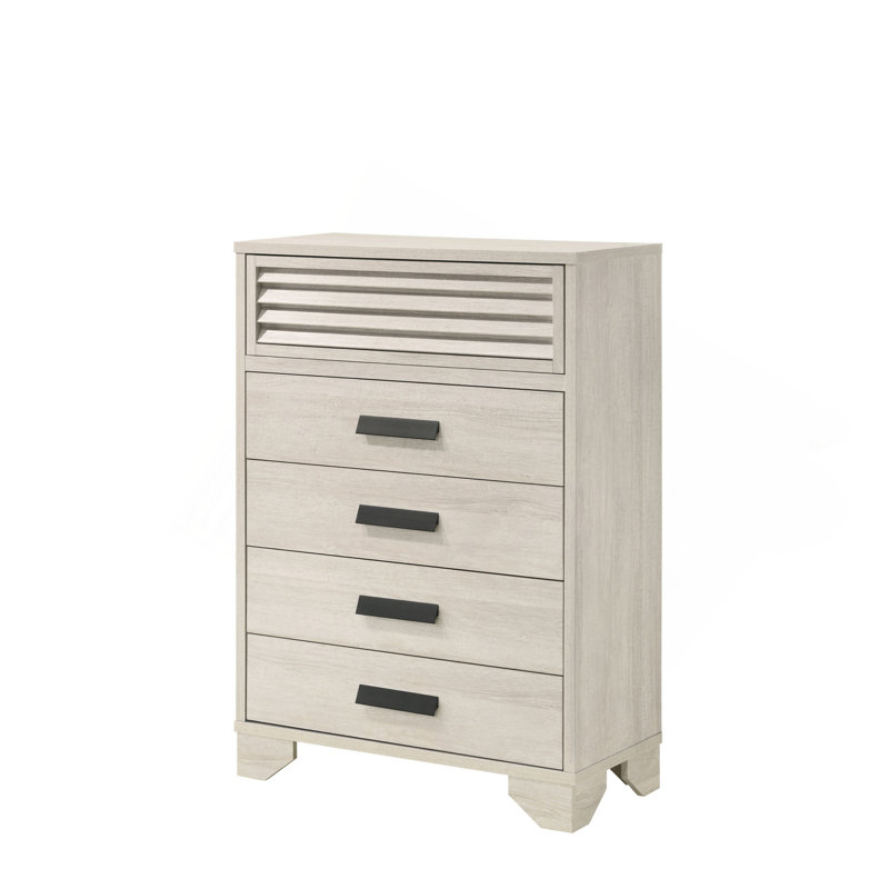 Mobilier de chambre à coucher 1 pièce à 5 tiroirs avec poignées à persiennes