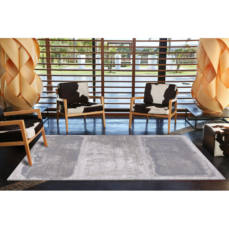 Tapis décoratif gris poudre, Rectangle 3 pi 9,81 po x 4 pi 11,06 po