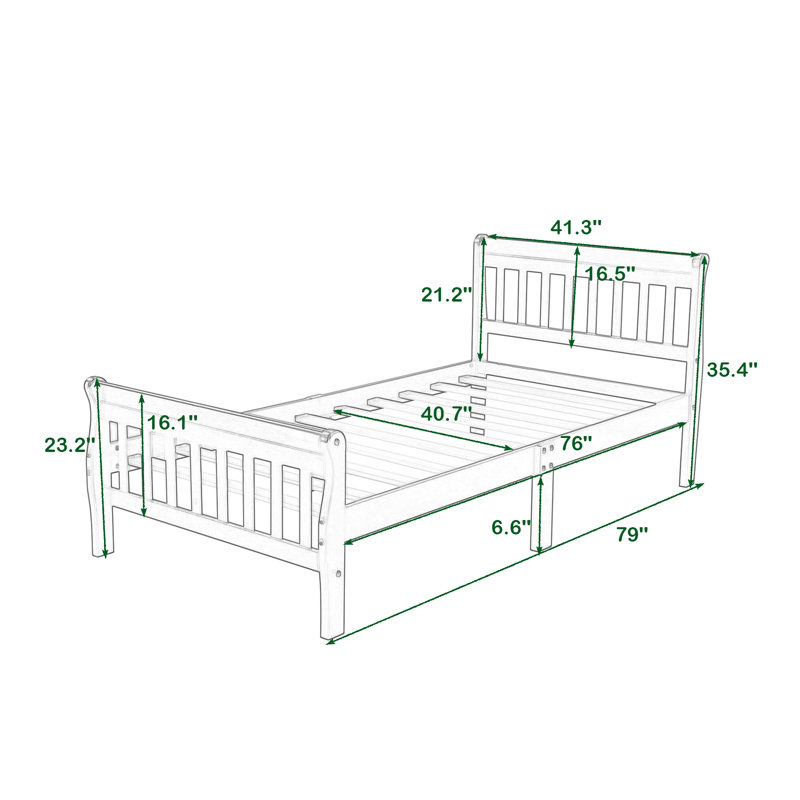 Cesura Twin Wood Platforms Bed with Headboard, Walnut