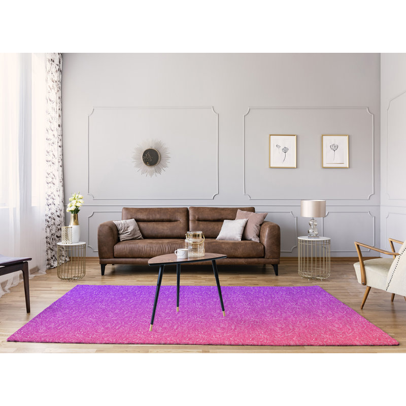 Tapis rose/mauve à ditsy floral dégradé, Rectangle 8 pi x 10 pi