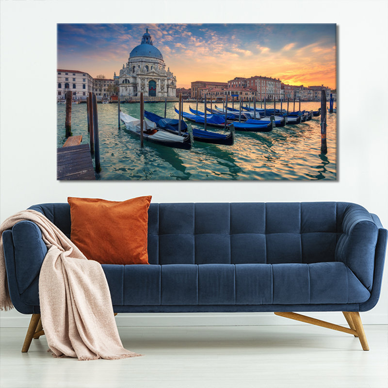 Gondolas In Venice - Wrapped Canvas Print, 51cm H x 76cm W x 2cm D