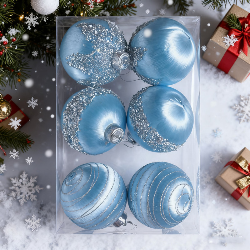 6 boules de Noël en satin, ornements suspendus pour arbre de Noël en soie, décorations de luxe pour guirlande de Noël, guirlande de fête de mariage, 6 cm