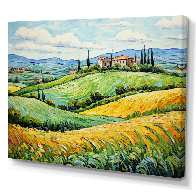 Vangogh Rolling Hills III - Vangogh, reproduction d'art sur toile, Toile tendue, H 12 po x l 20 po x P 1 po