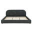 Très grand lit tapissier gris foncé, look minimaliste moderne, haute tête de lit incurvée, tissu, pieds pour le confort de la chambre à coucher, esthétique, structure robuste pour les pieds,-524963590