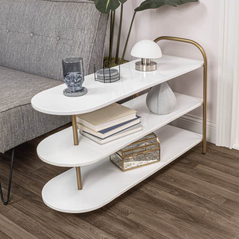 9 Pair Shoe Rack, White/Gold