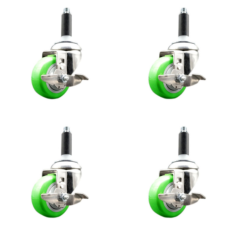 Ensemble de roulettes extensibles 3,5 pouces 3,5 pouces 316SS, Vert