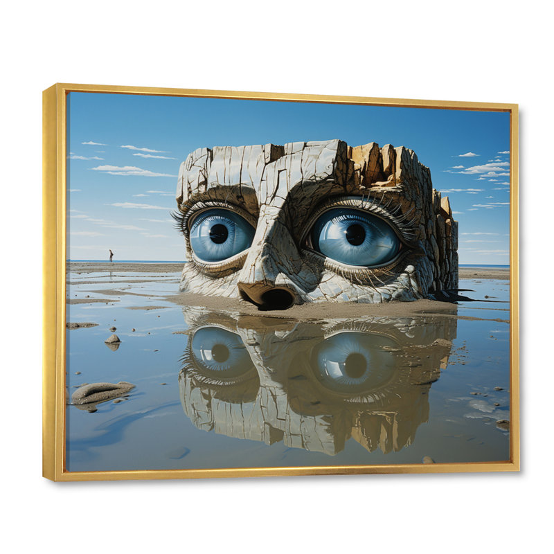 Art mural sur toile, paysage abstrait, H 12 po x l 20 po x P 1 po, Cadre flottant doré