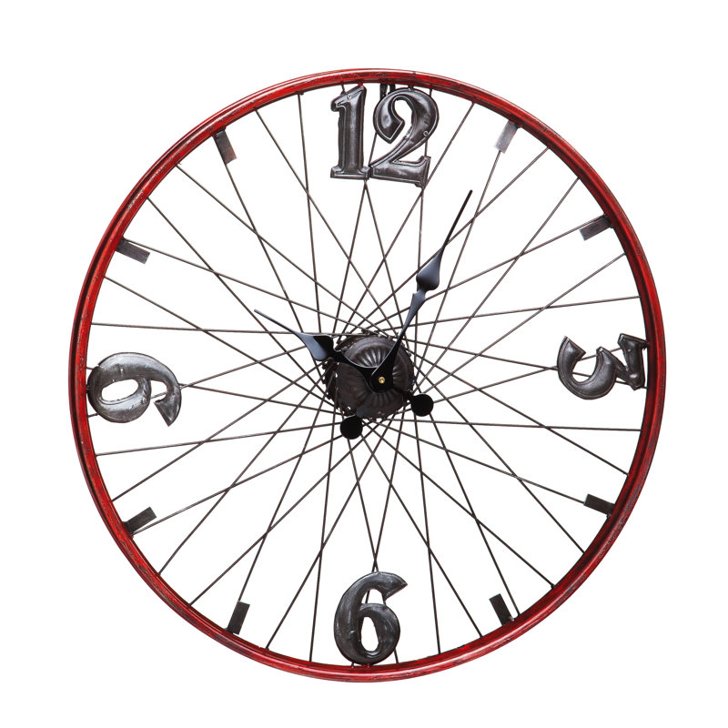 Très grande horloge murale 24 po avec roue de vélo Guylain
