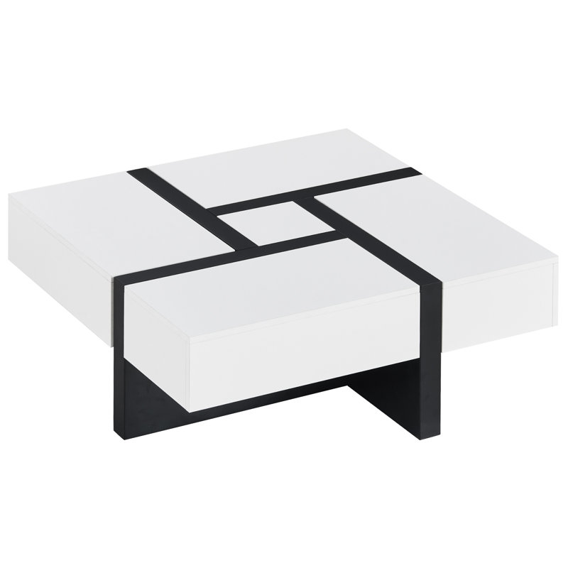 Coffee Table with Storage, Black/White