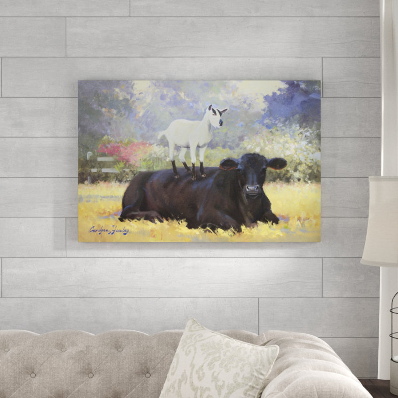 «Farm Pals V», peinture sur toile, H 24 po x l 36 po