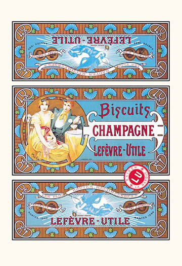 « biscuits champagne » par alphonse mucha, affiche rétro, H 66 po x l 44 po x P 1,5 po