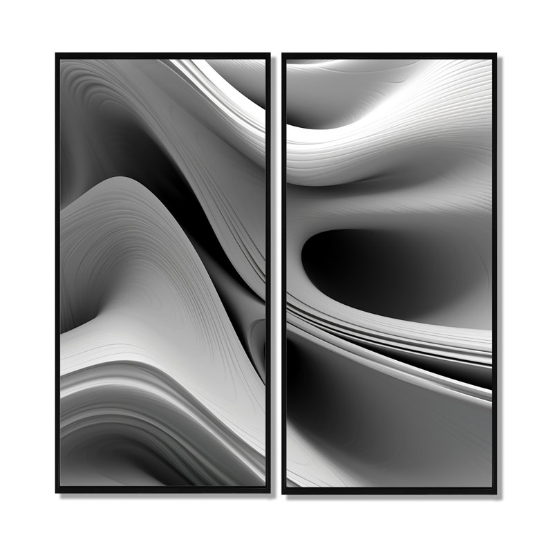 «White Black Infinite Ripples - Abstract Modern Waves», reproduction d'art sur toile, H 32 po x l 32 po, Noir