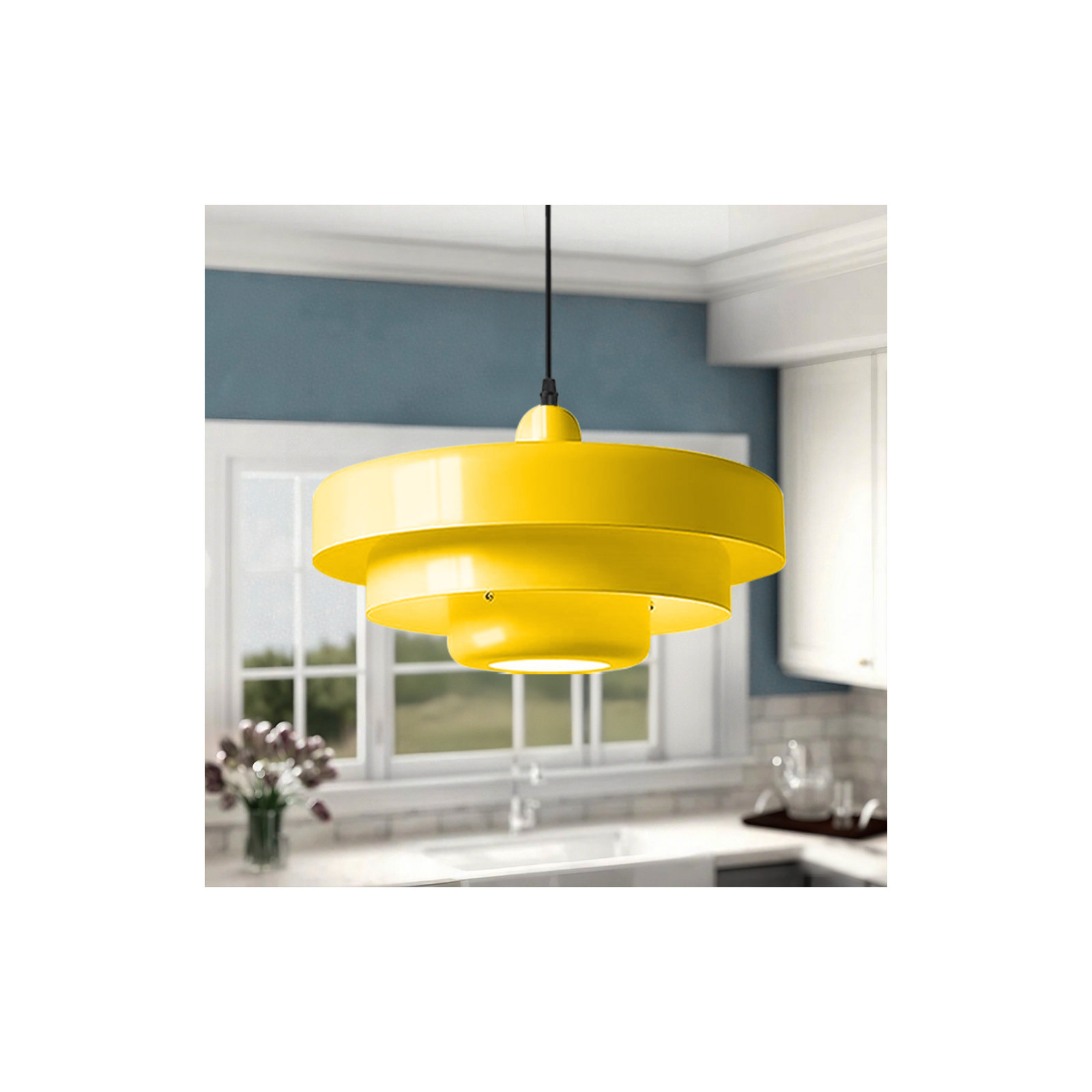 Epone 0 Light Iron Pendant, Yellow