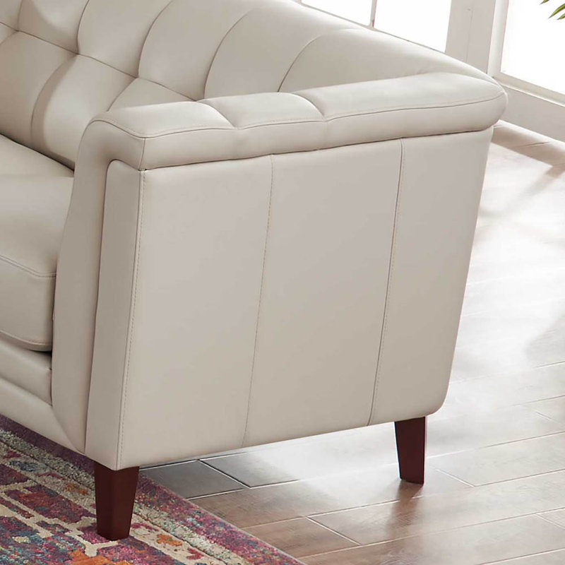 Colturo Gabia 61.5'' Genuine Leather Loveseat, Vanilla