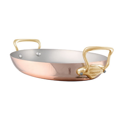 Mauviel 1830 M'Heritage 150 B Copper Oval Gratin Pan With Brass Handles, 17.7-In