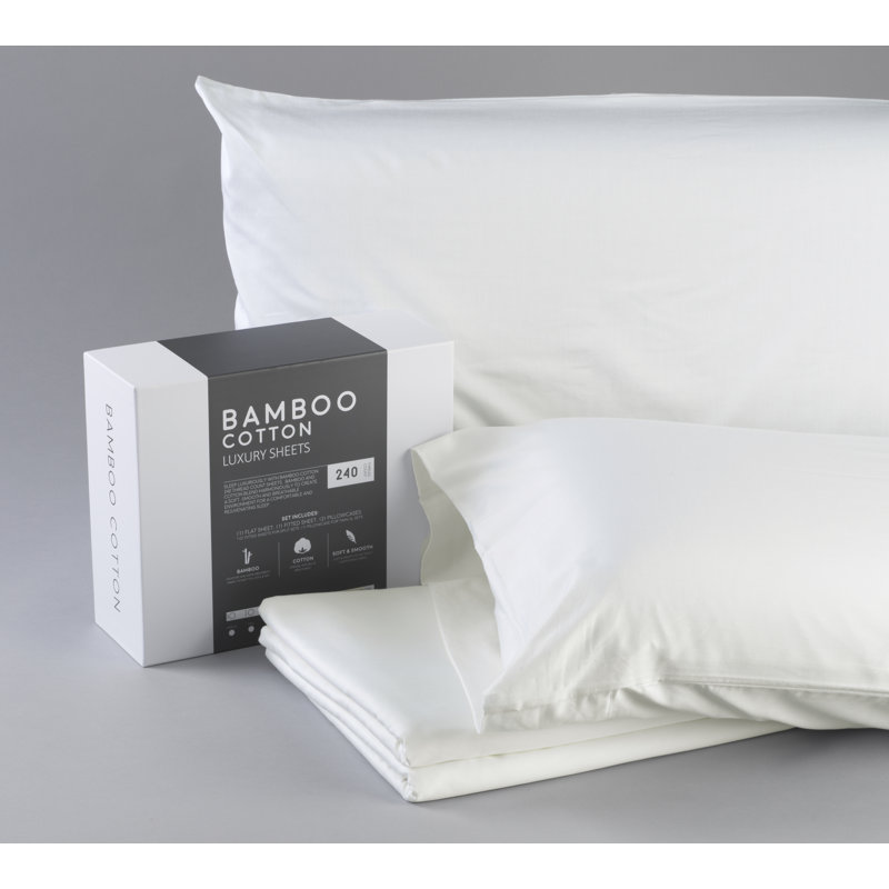 Sateen Standard Sheet Set, Ivory, Split King Sheet Set + Fitted Sheet + 2 Pillowcase