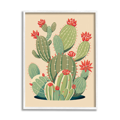 «Prickly Pear Cactus Botanicals», impression encadrée sur bois par Ziwei Li