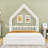 Queen Size House-Shaped Wooden Platform Bed with Storage Drawers and Guardrails-292540037