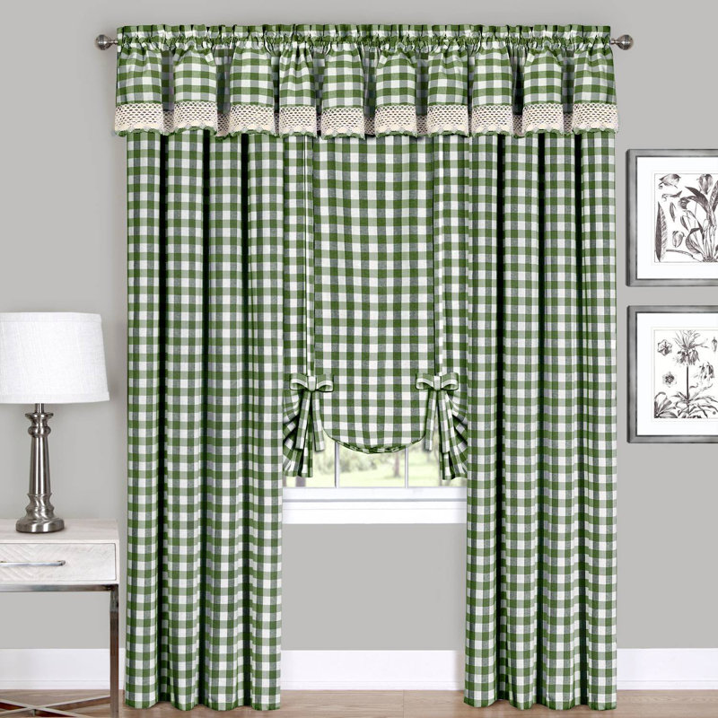 Aerilyn Buffalo Plaid Checkered Gingham Farmhouse Extra Long Window Curtain Panel, Sage, 42" W x 95" L