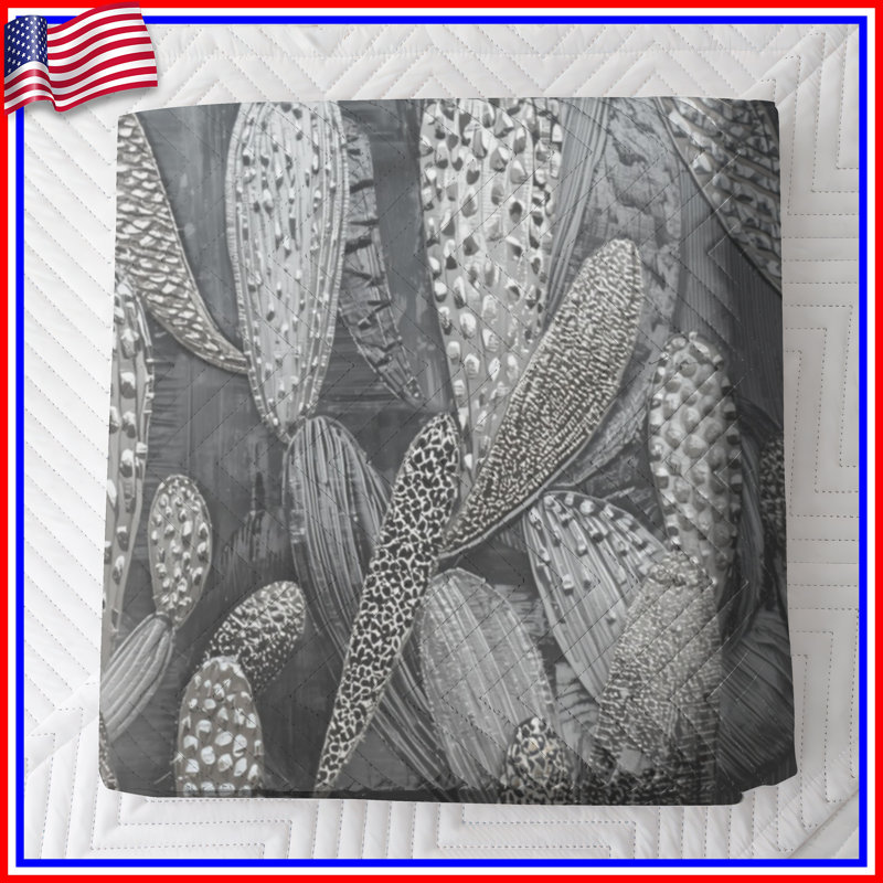 Silver Cactus Texture Bedding Cactus Bedspread Nature, King