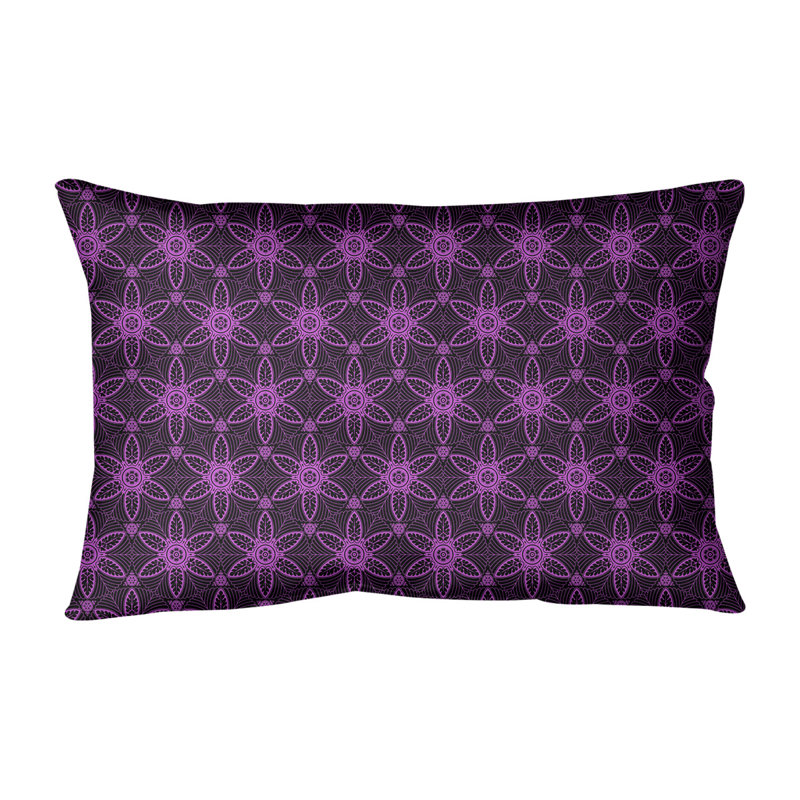 Coussin lombaire en coton Katelyn Elizabeth, Pas de bourre, Noir / Violet