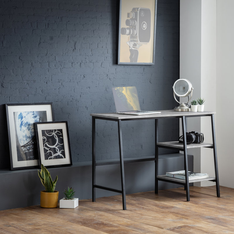 Chew Stoke Metal Base Writing Desk, Concrete Grey