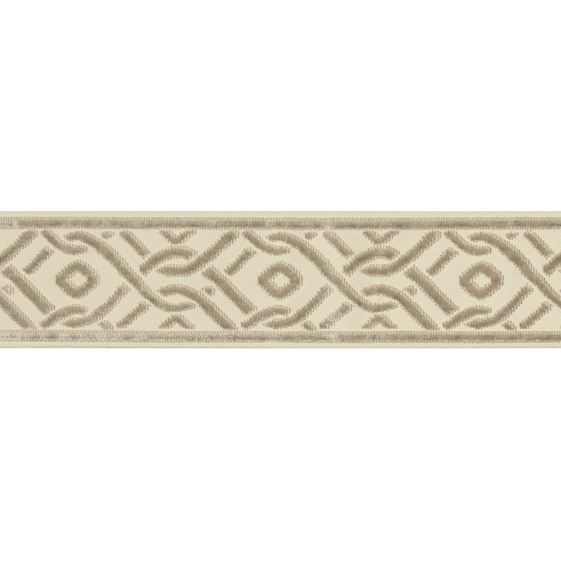 Treillis Passementerie Pailou Fabric, Beige